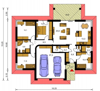 Spiegelverkehrter Entwurf | Grundriss des Erdgeschosses - BUNGALOW 137